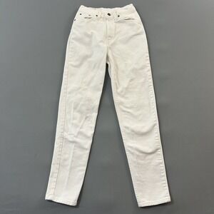 Vintage Levis 512 Jean Size 7 (24x30) White Slim Tapered USA 90s Black Batwing